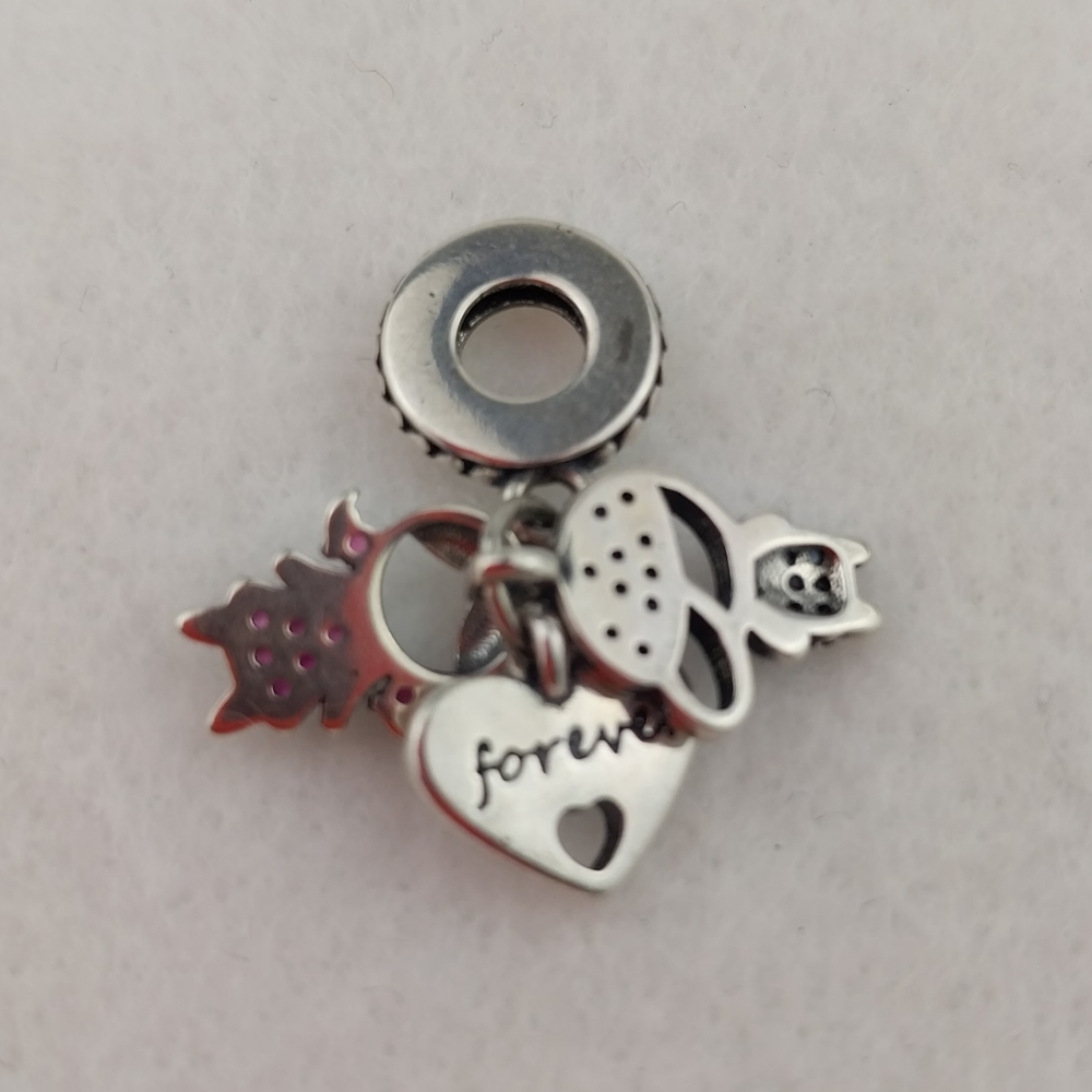 Sterling Silver Charm S925 Couple For Ever Love Boy Girl Pandora Bracelet Charm - Picture 5 of 5